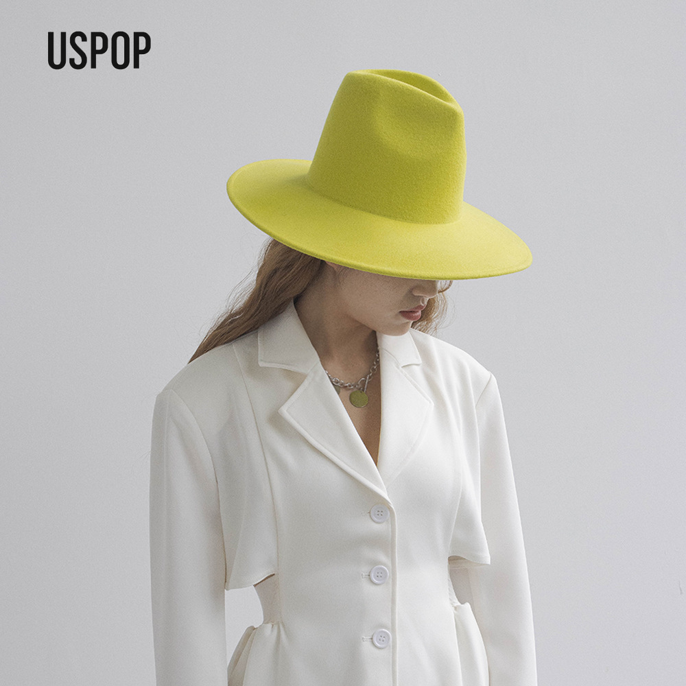 Fedora Hat Wool - USPOP Otoño Invierno moda liso corona