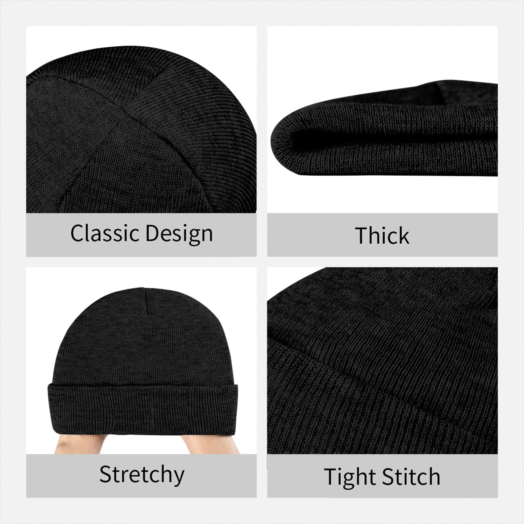 Gorro de punto con puños de pu - Beanie Cuffed Knit reseña y precio