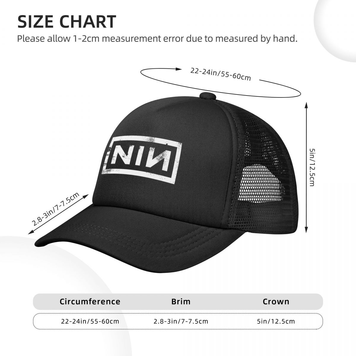 NIN-gorras de béisbol de malla - Trucker Cap Mesh reseña y precio
